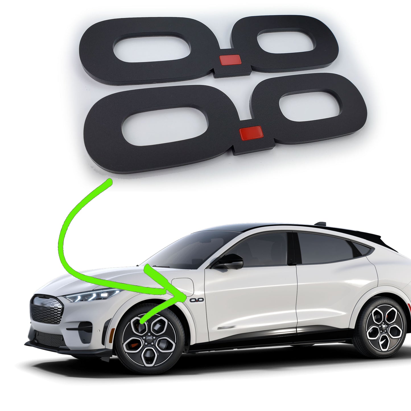 2pc Fender 0.0 Emblems fits Ford Mustang Mach-E GT badge Mach E logo e.0 EV