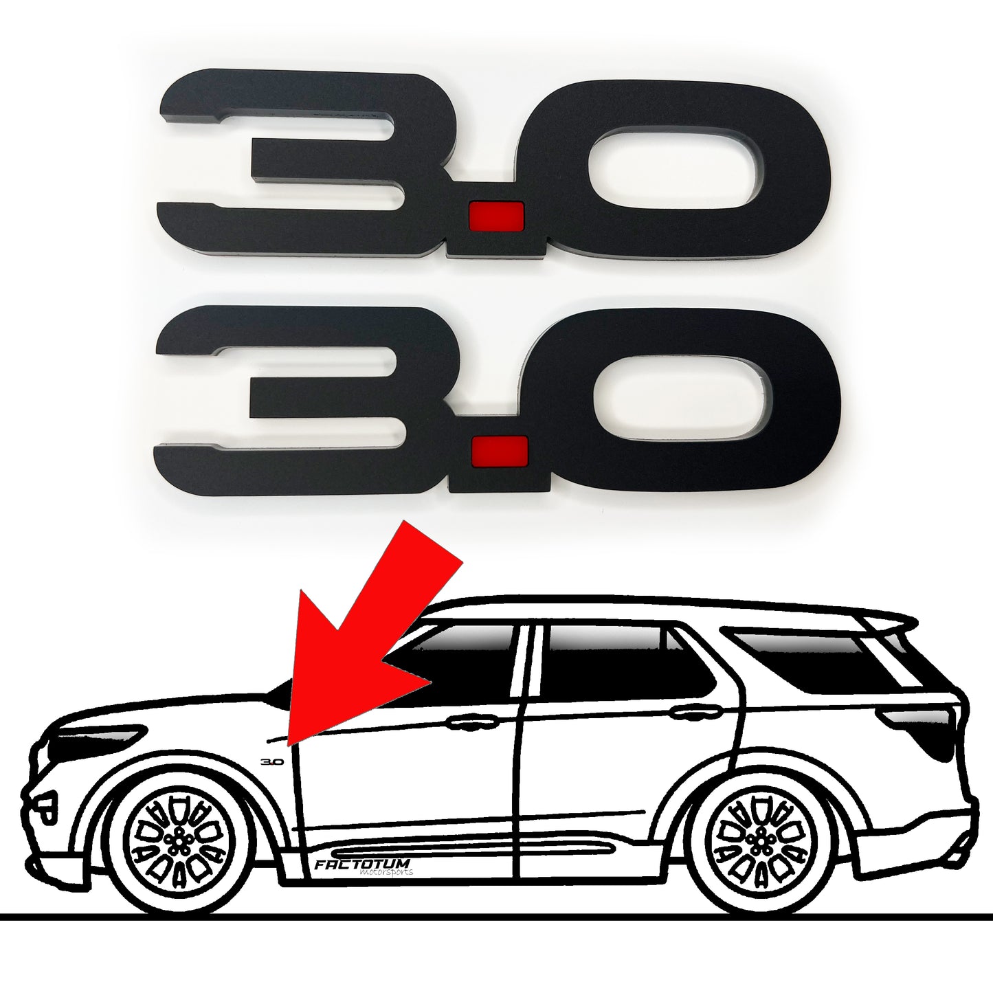 Pair Badges 3.0 Fits Ford Ranger Explorer Fender Side Emblem Ecoboost