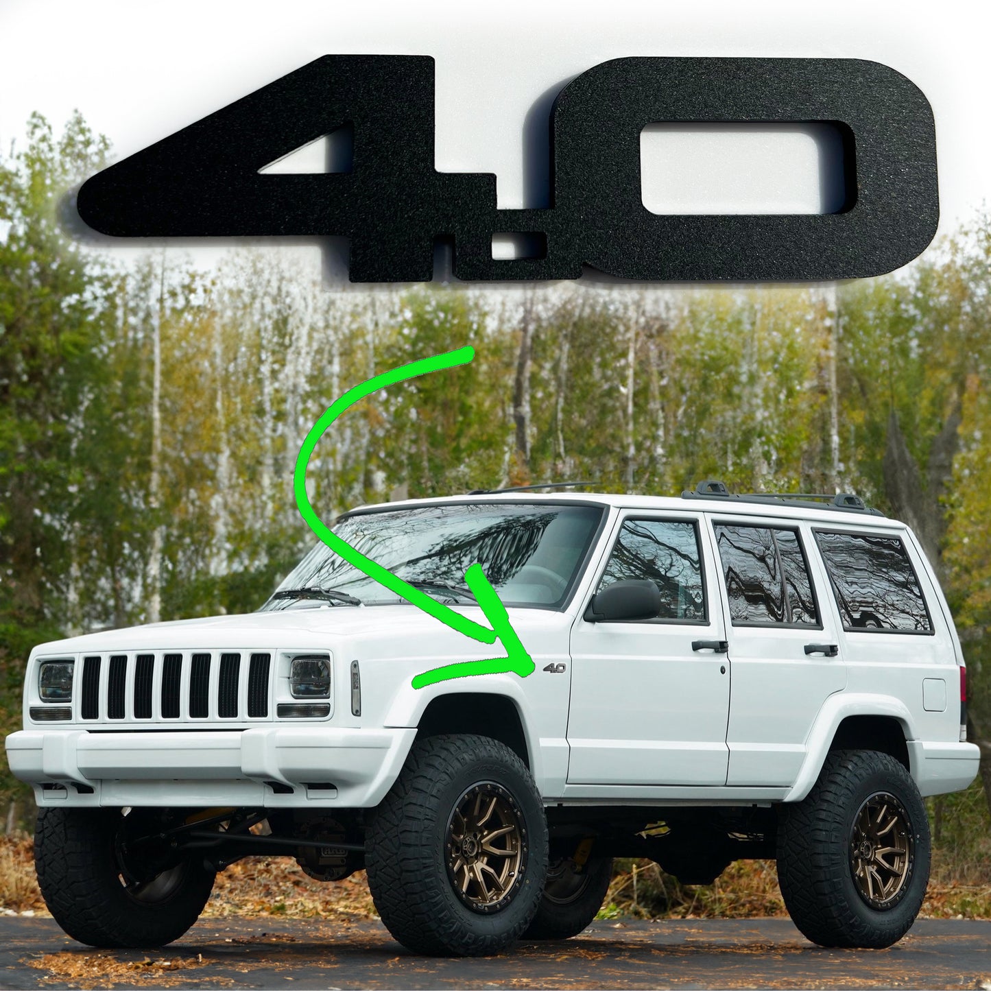 Pair (2) 4.0L Fender Badge fits JEEP Cherokee xj Wagoneer WRANGLER JL emblem 4.0