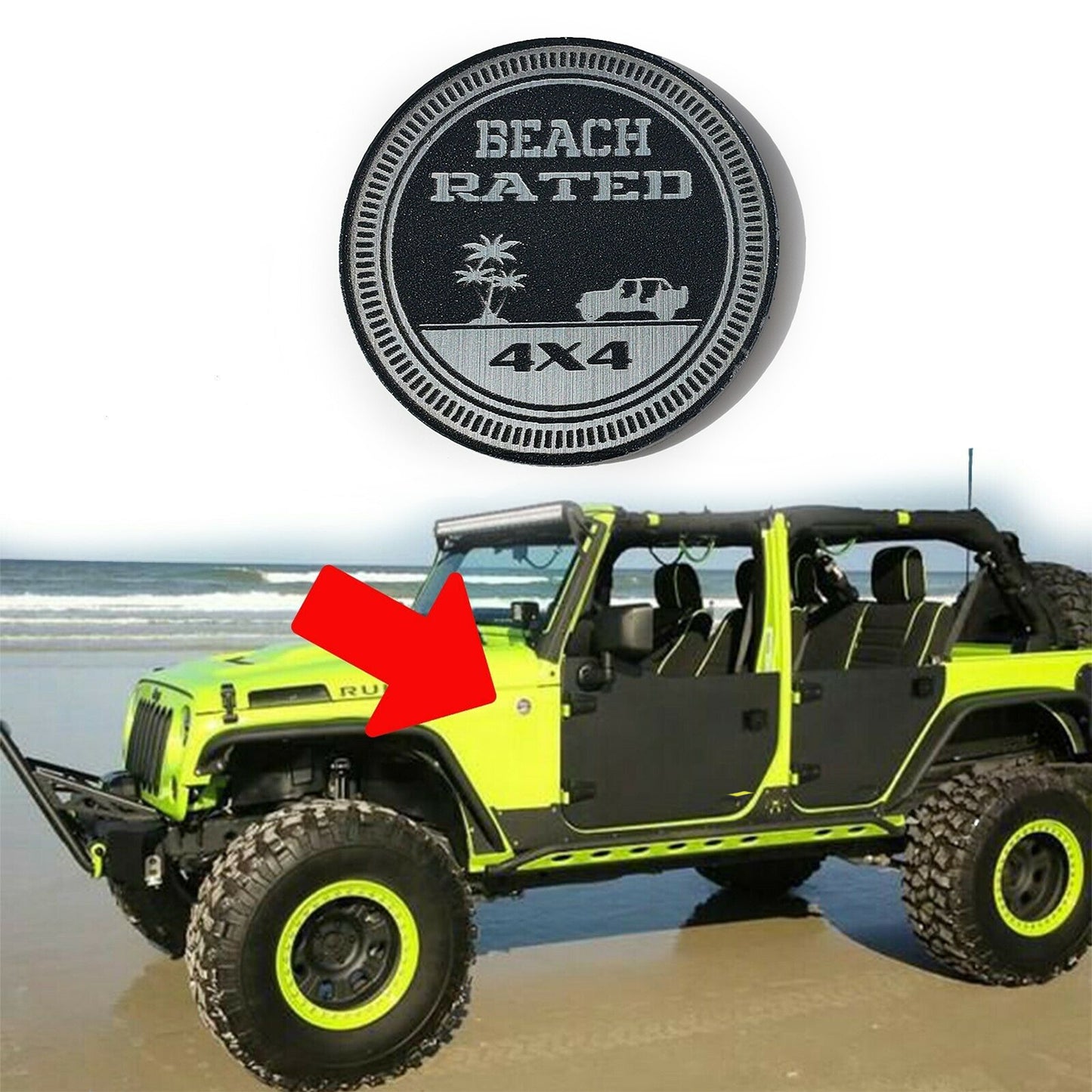 One (1) BEACH Rated Fender Badges fits JEEP WRANGLER YJ JL JK TJ CJ emblems