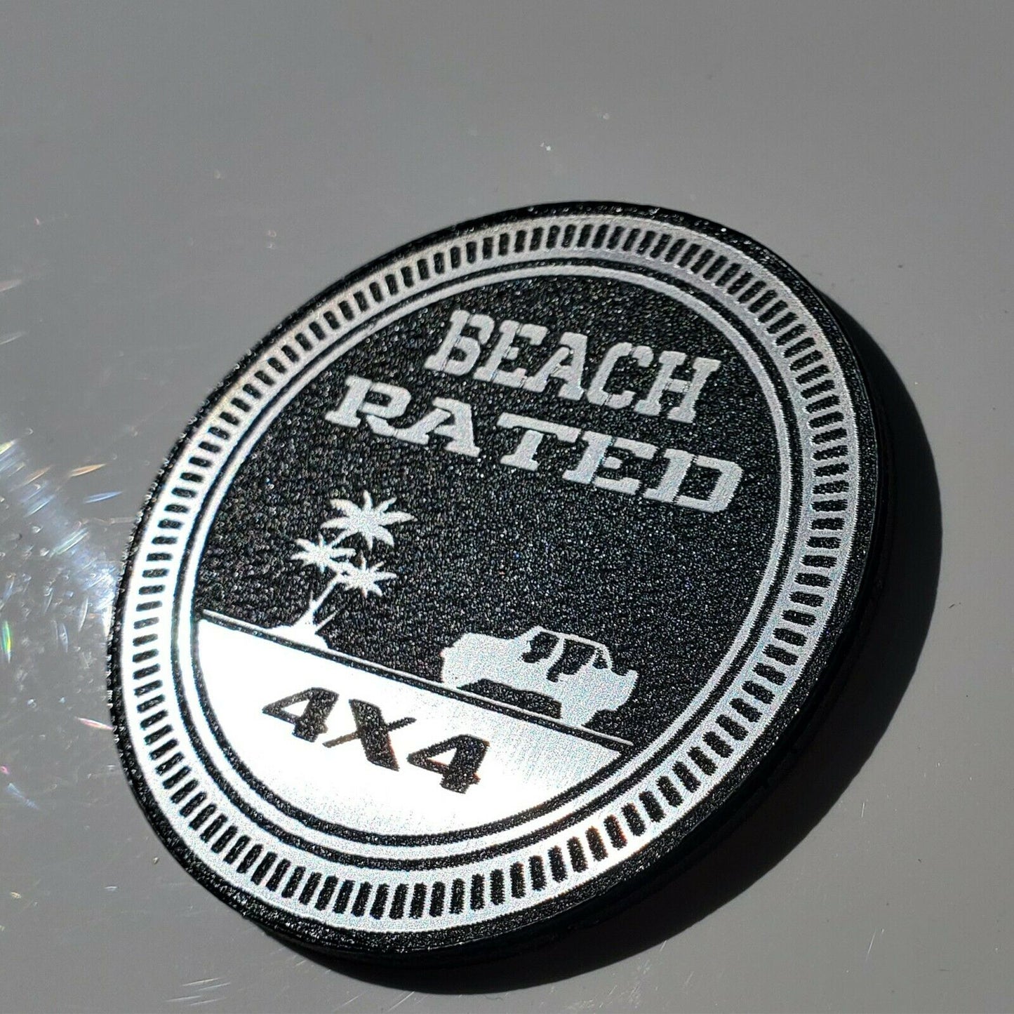 One (1) BEACH Rated Fender Badges fits JEEP WRANGLER YJ JL JK TJ CJ emblems
