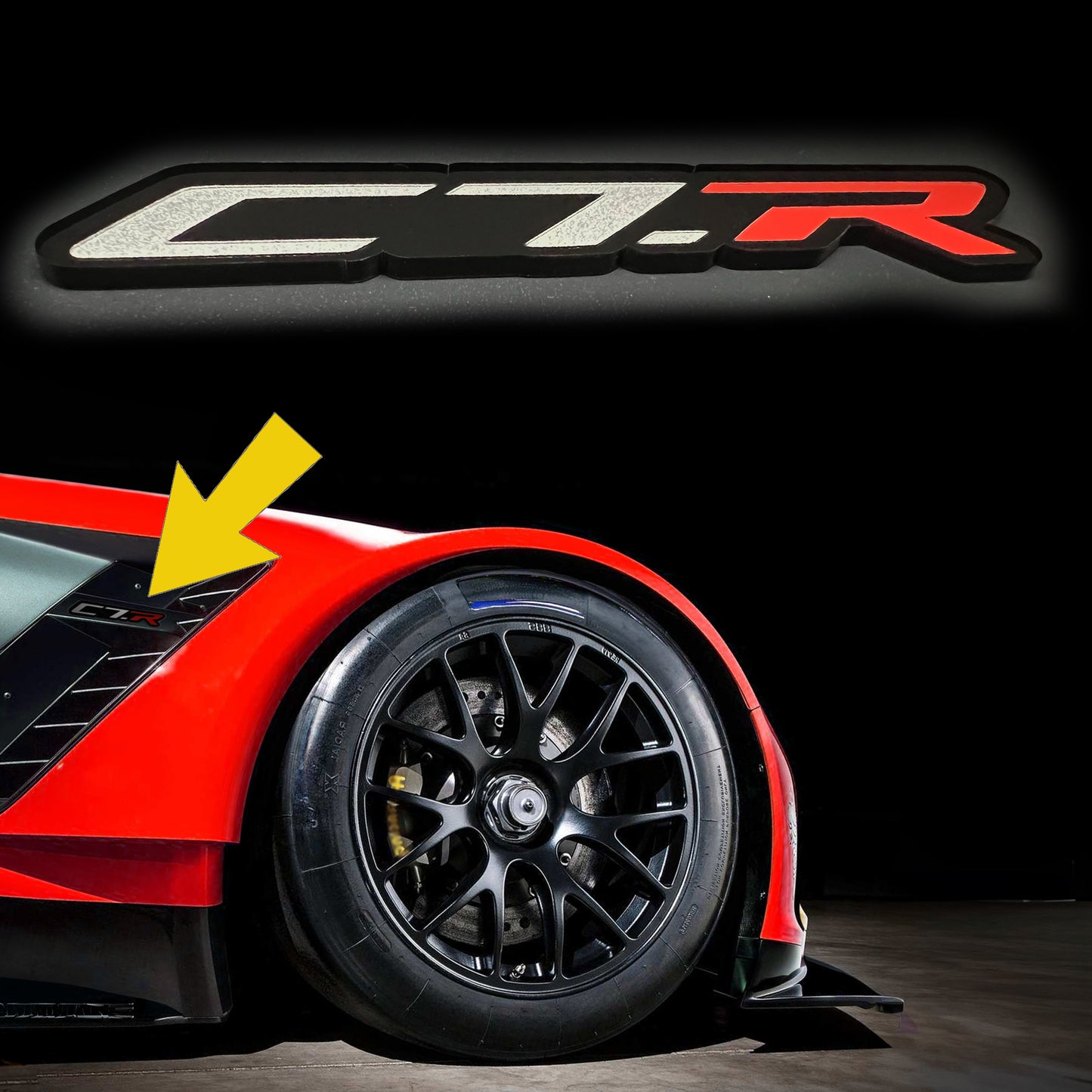 ONE (1) C7.R Emblem fits Chevy Corvette Racing Vette Badges C7R C7-R C7