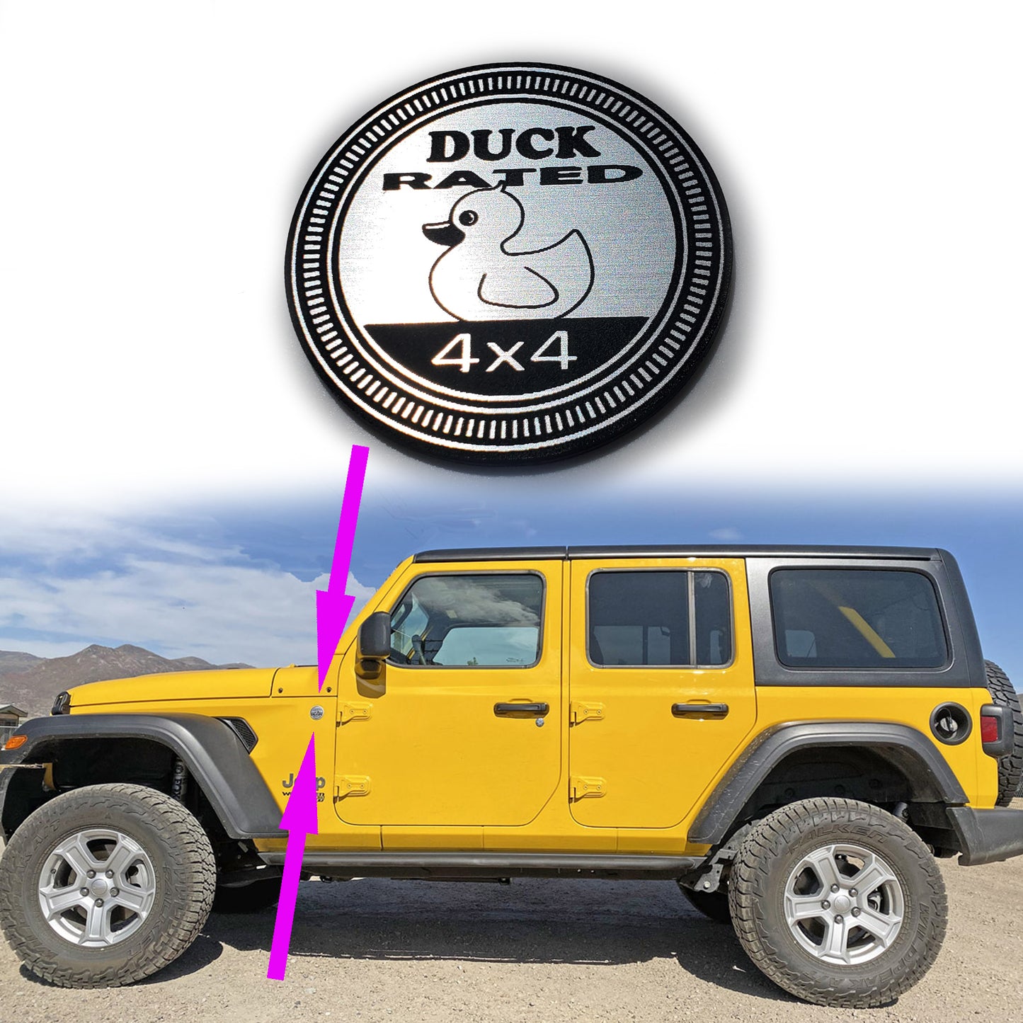 One (1) DUCK Rated Fender Badges fits JEEP WRANGLER YJ JL JK TJ CJ emblems