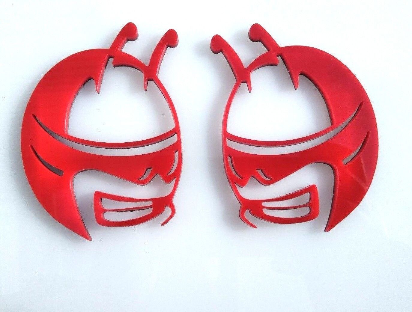 Red Scat Pack head emblems by FMSgear with stylized hornet design for vehicle customization