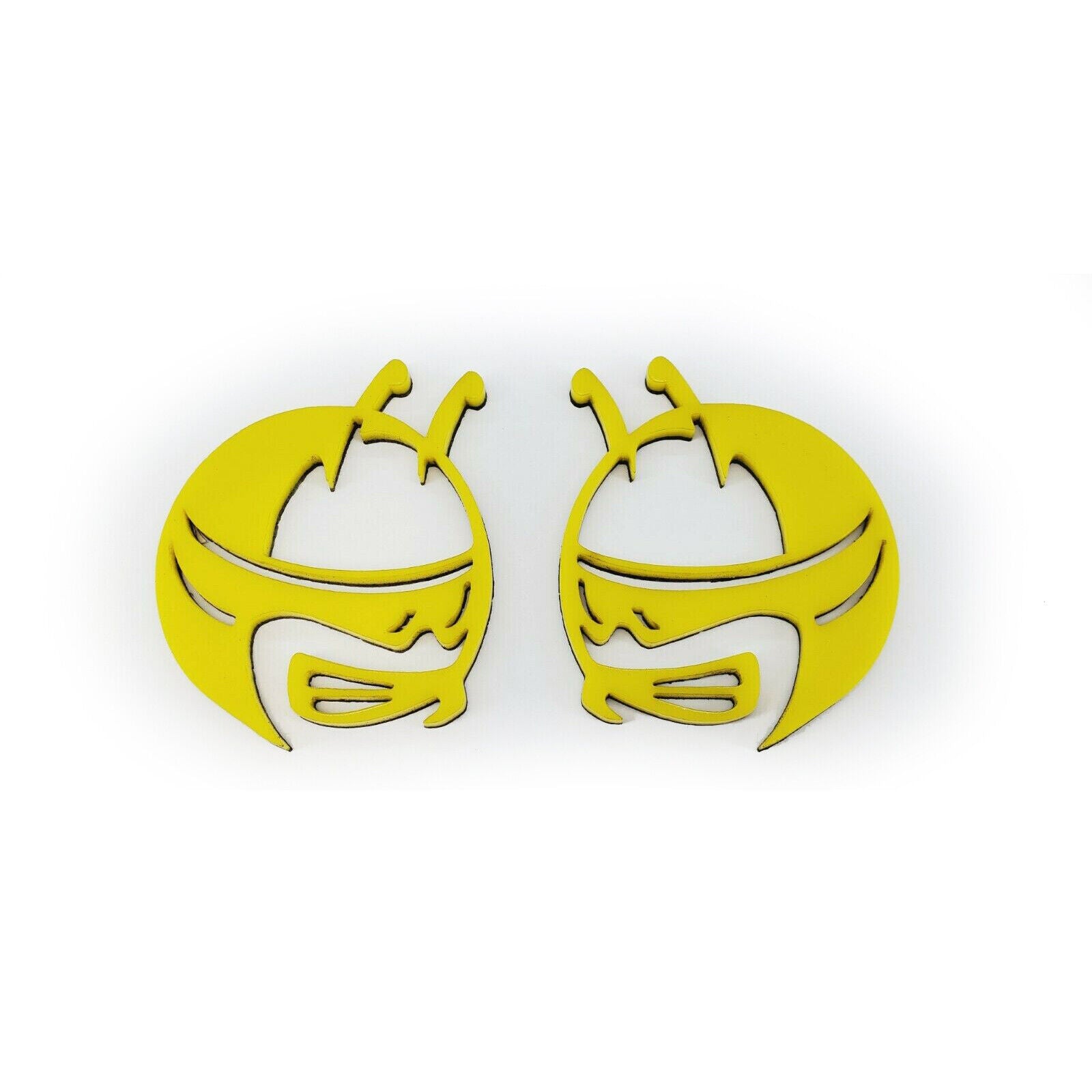 Yellow Scat Pack head emblems by FMSgear featuring stylized bee design for car customization