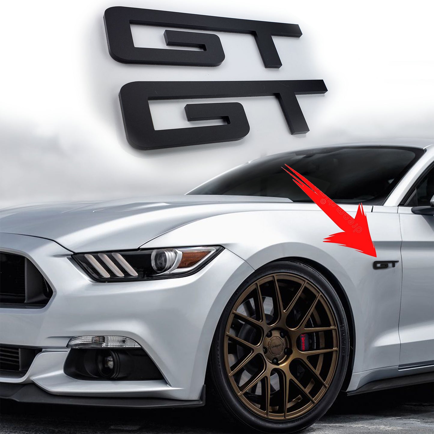 Pair Badges Fits Ford Mustang GT Fender Side Emblem 5.0 Coyote