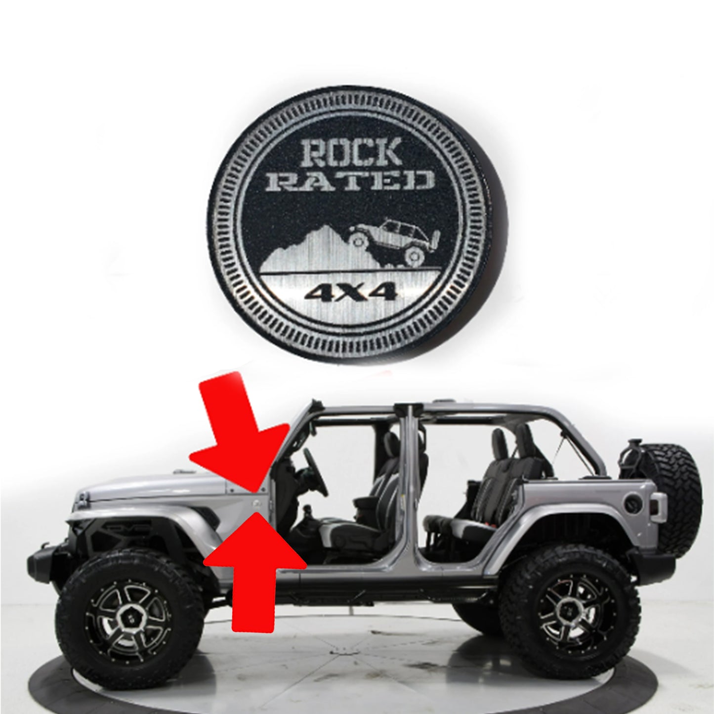 One (1) ROCK Rated Fender Badges fits JEEP WRANGLER YJ JL JK TJ CJ emblems