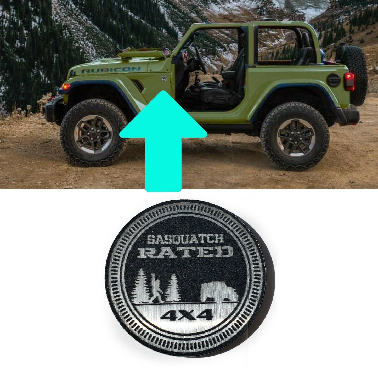 One (1) SASQUATCH Rated Fender Badges fits JEEP WRANGLER YJ JL JK TJ CJ emblems