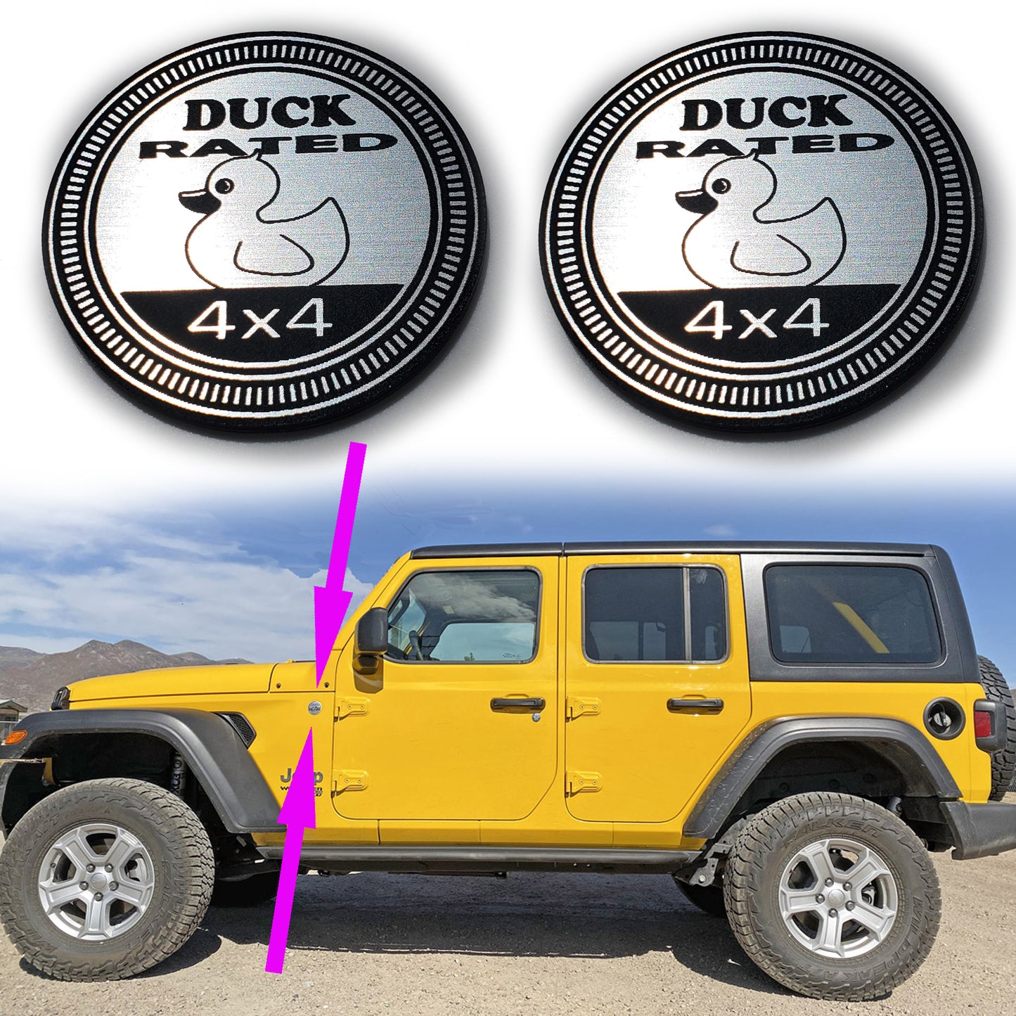 Pair (2) DUCK Rated Fender Badges fits JEEP WRANGLER YJ JL JK TJ CJ emblems