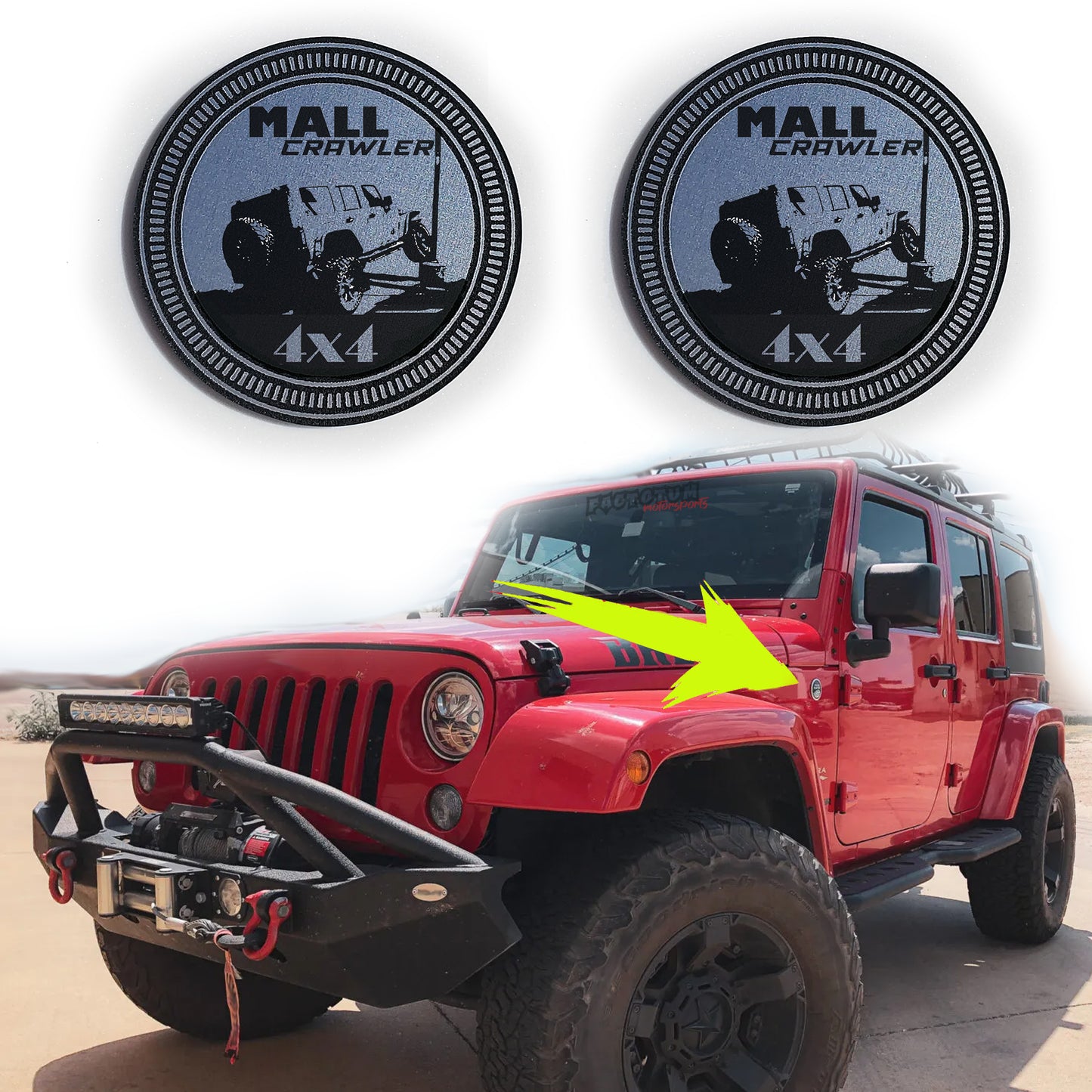 (2) MALL Crawler Fender Badges fits JEEP WRANGLER YJ JL JK TJ CJ emblems 4x4
