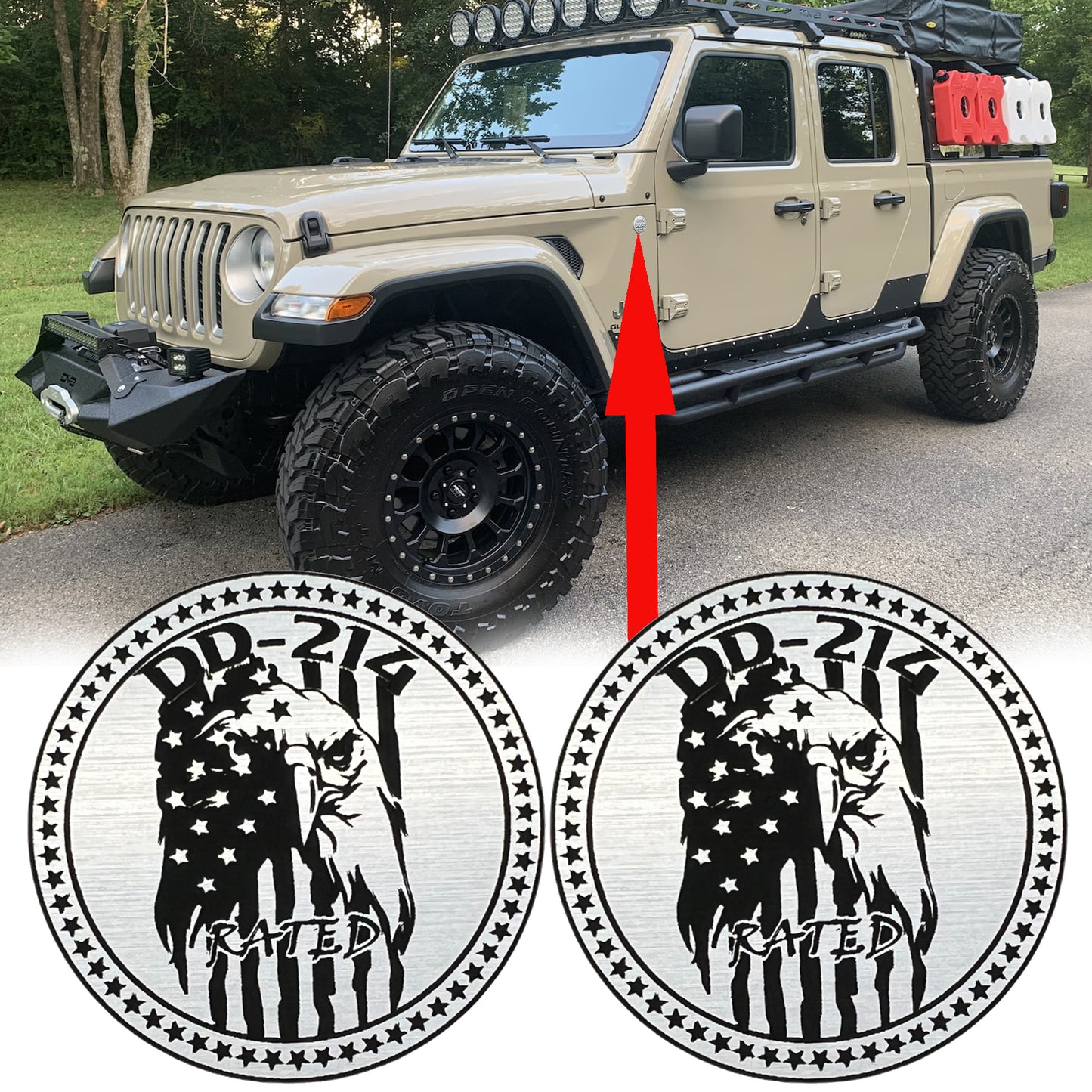 Pair (2) DD 214 Rated Fender Badges fits JEEP WRANGLER YJ JL JK TJ CJ emblems