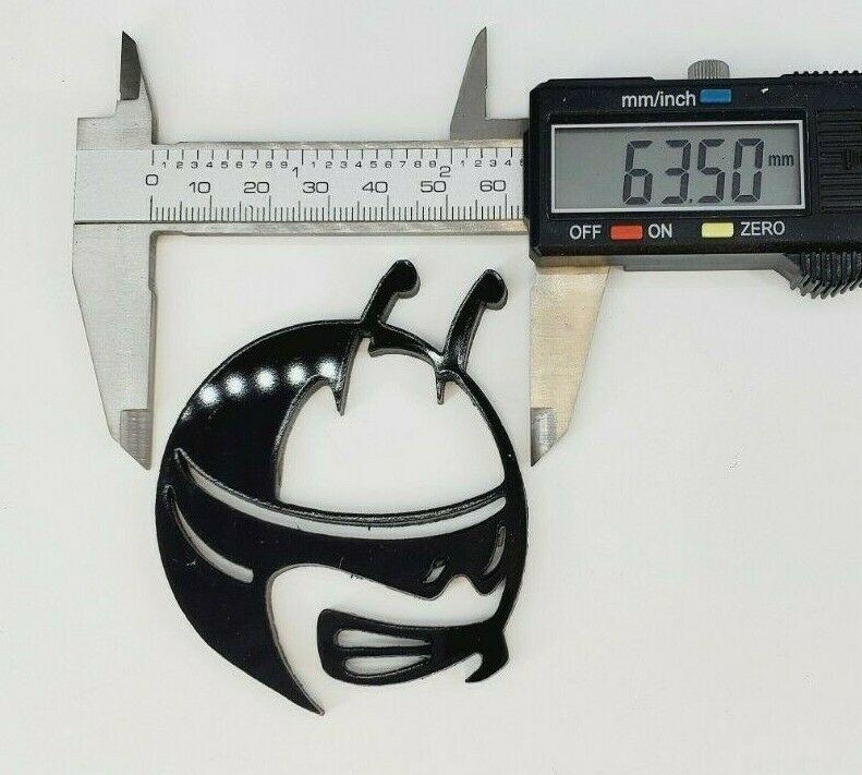FMSgear black Scat Pack head emblems measuring 63.5 mm in width with digital caliper