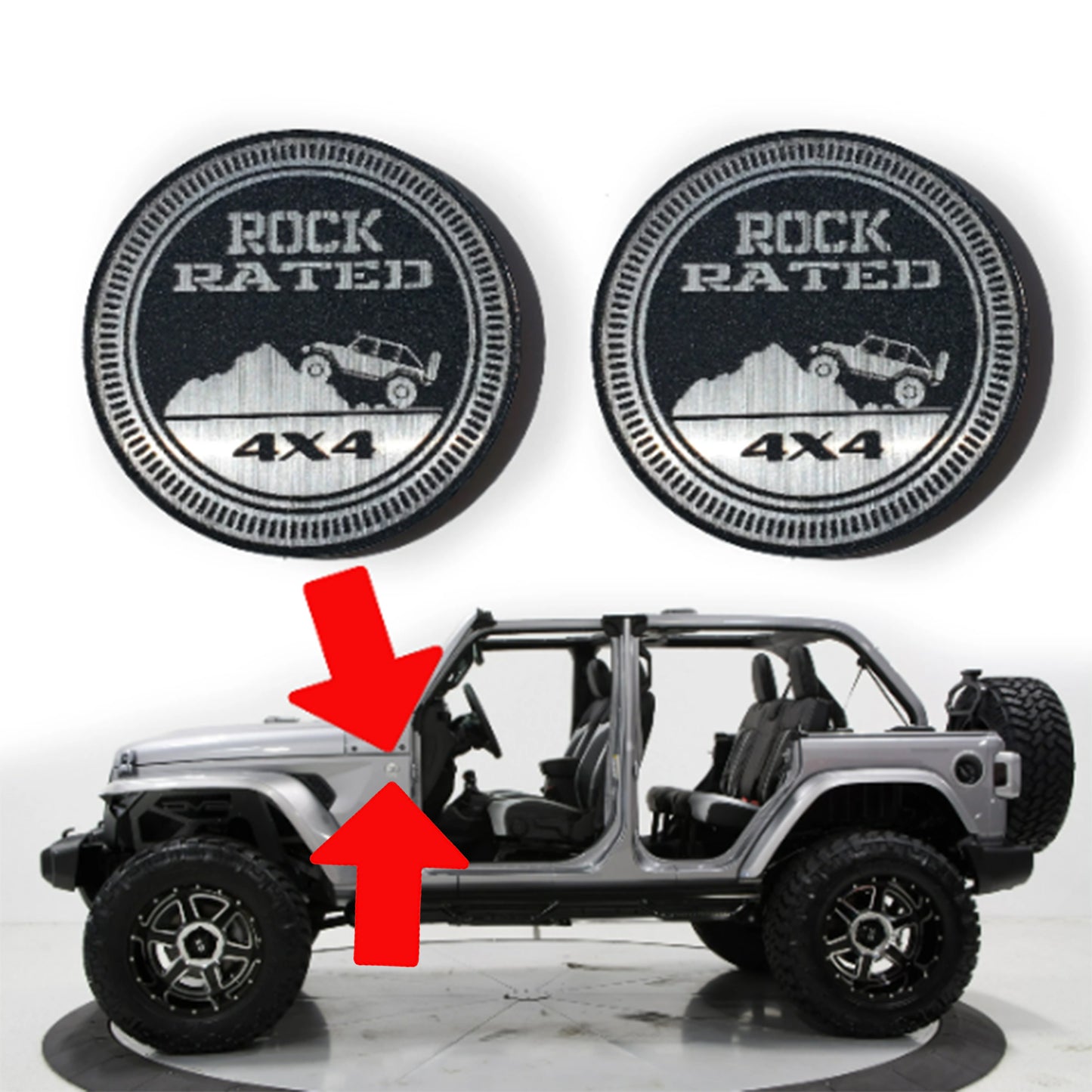 Pair (2) ROCK Rated Fender Badges fits JEEP WRANGLER YJ JL JK TJ CJ emblems