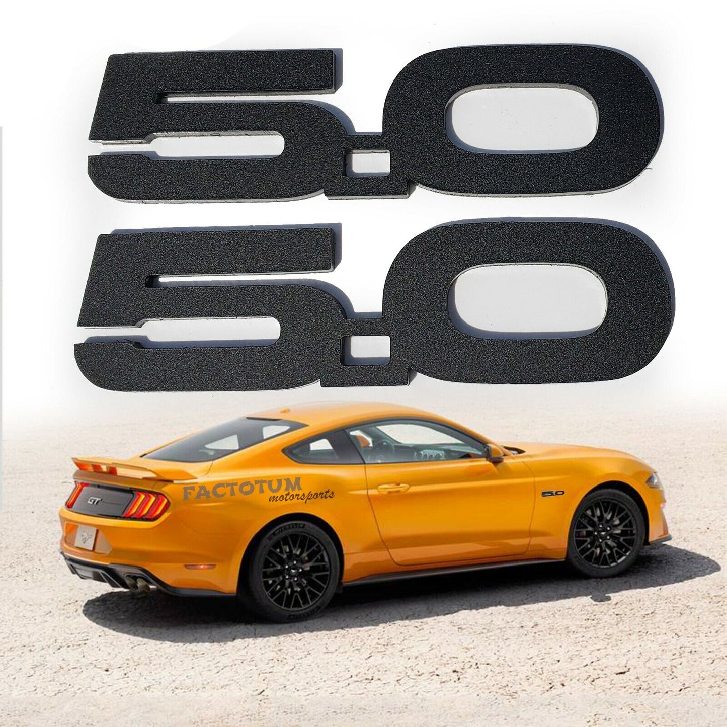 Pair Matte Black Badges Fits Ford Mustang GT 5.0 Fender Side Emblem F150 Coyote