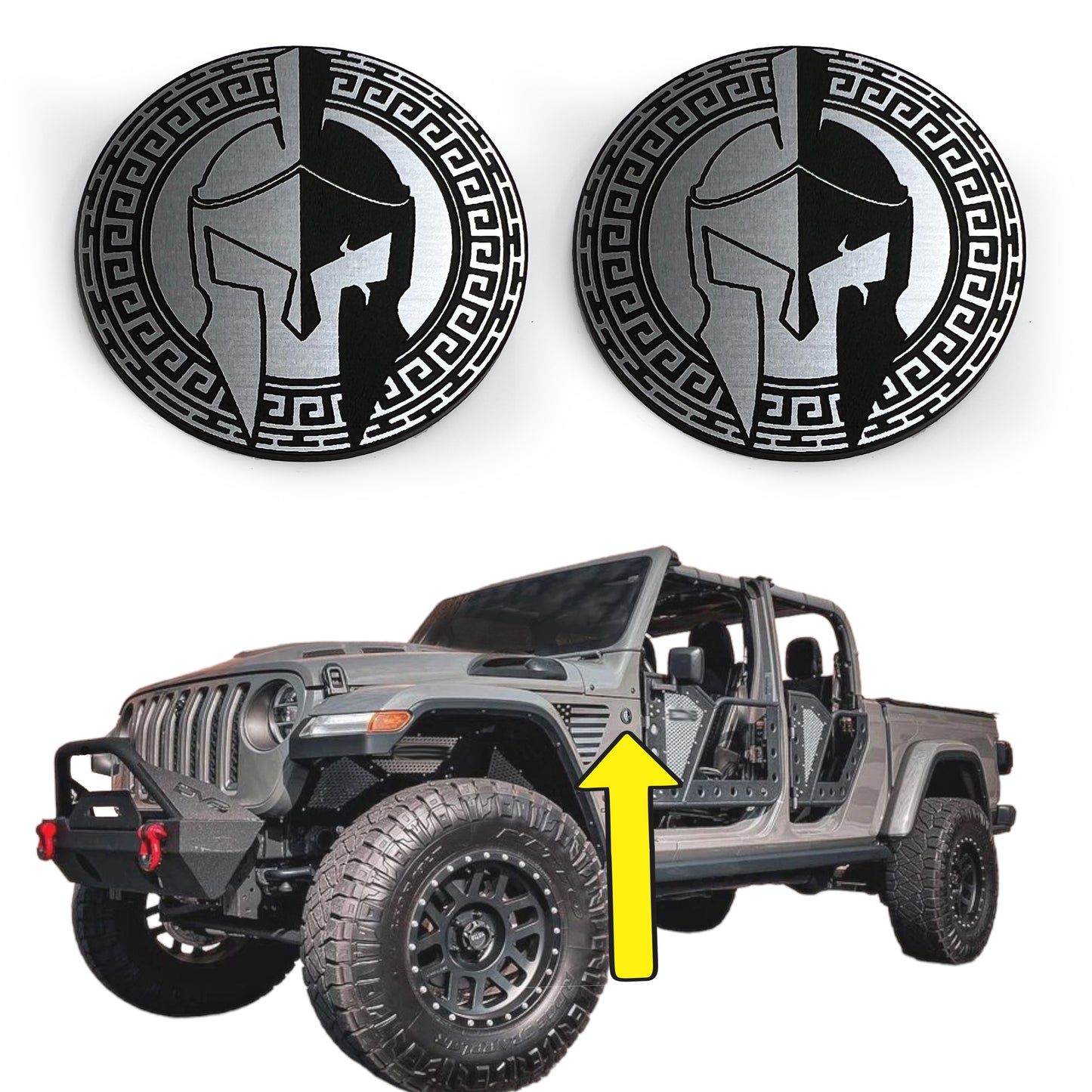 Pair (2) Spartan Rated Fender Badges fits JEEP Gladiator emblem