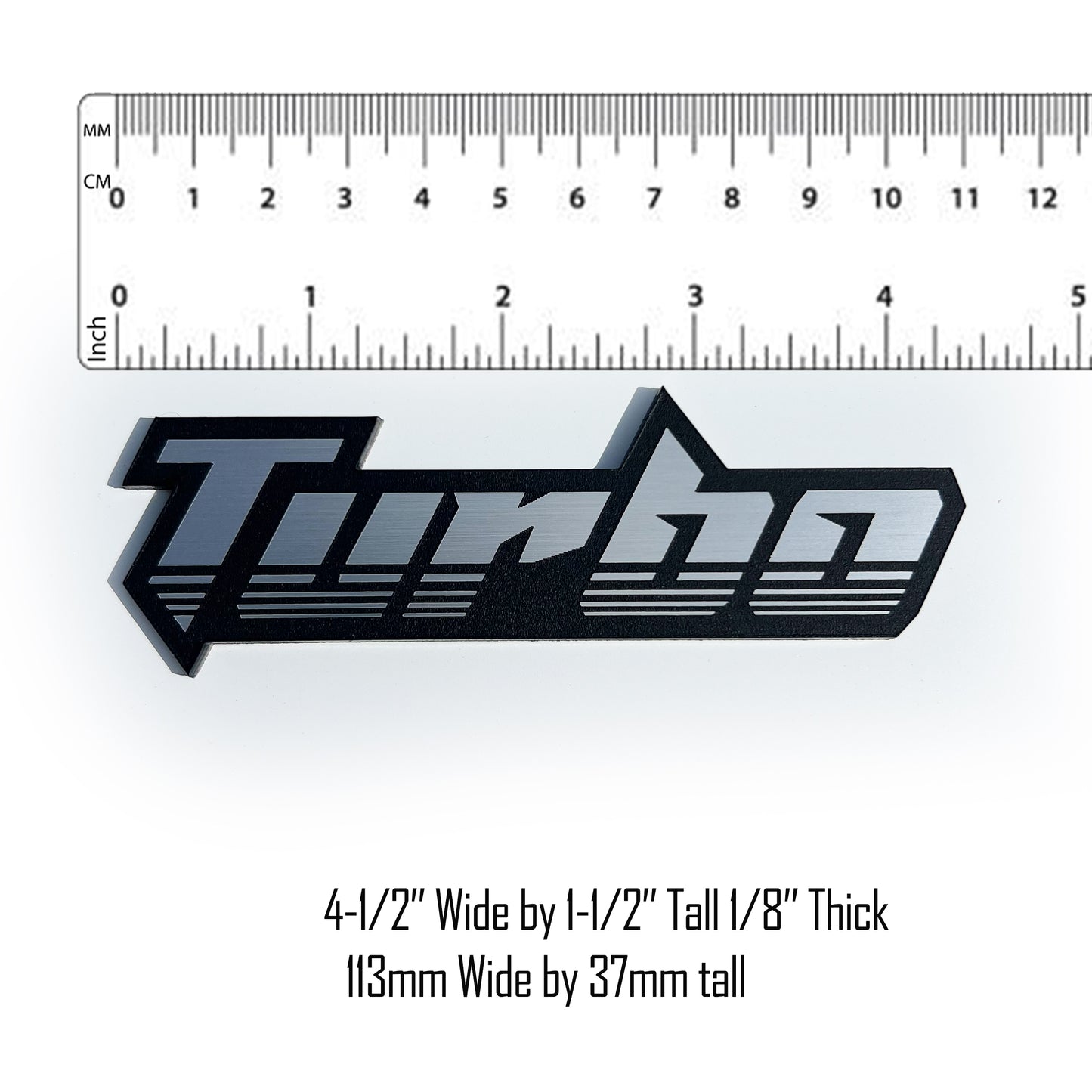One Brushed TURBO Emblem Badge fits Honda Civic Type R and others