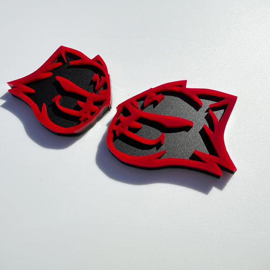 Custom HellKitten emblems for Dodge by FMSgear in black and red with detailed design