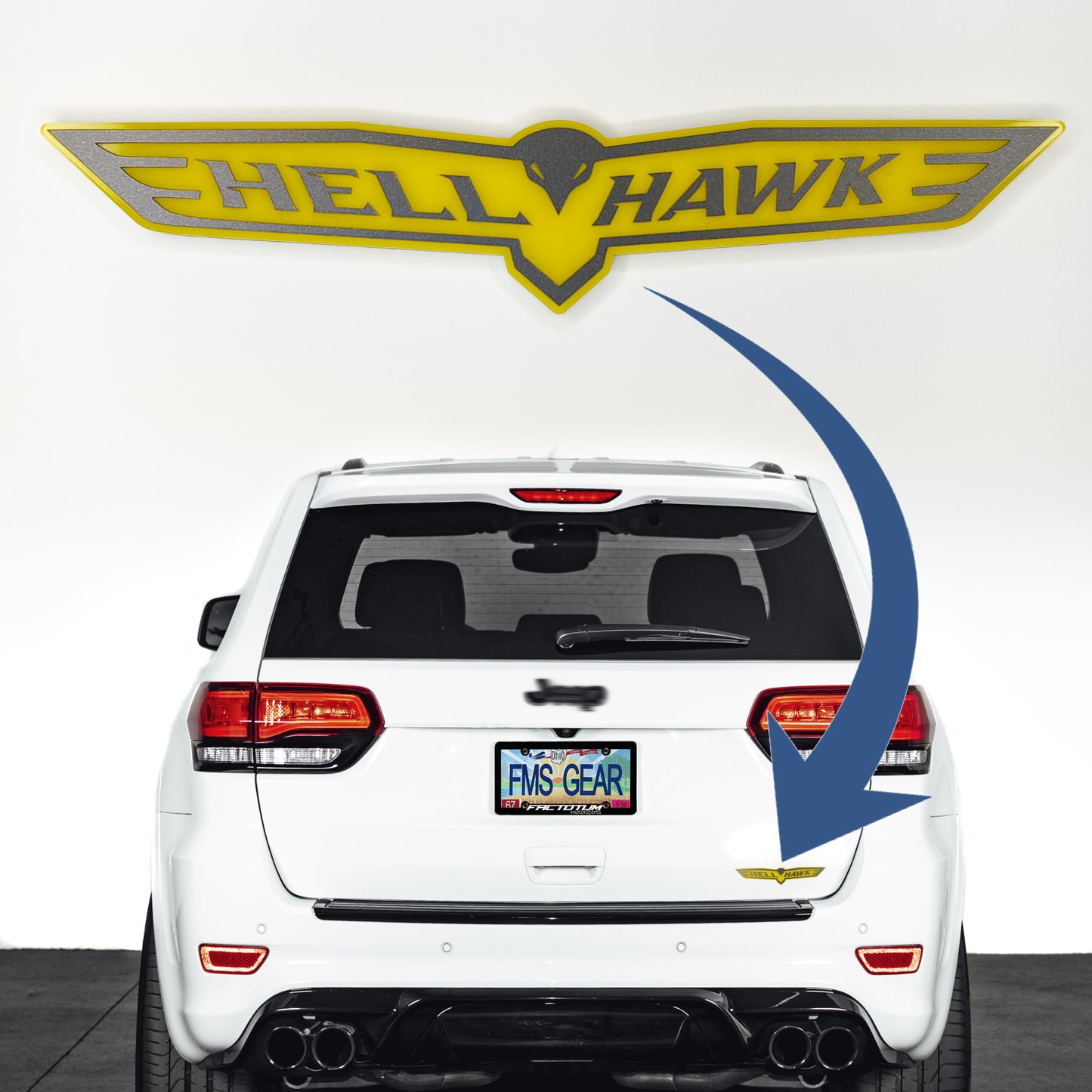 One HELLHAWK Emblem fits WK2 Jeep Trackhawk Grand Cherokee Liftgate