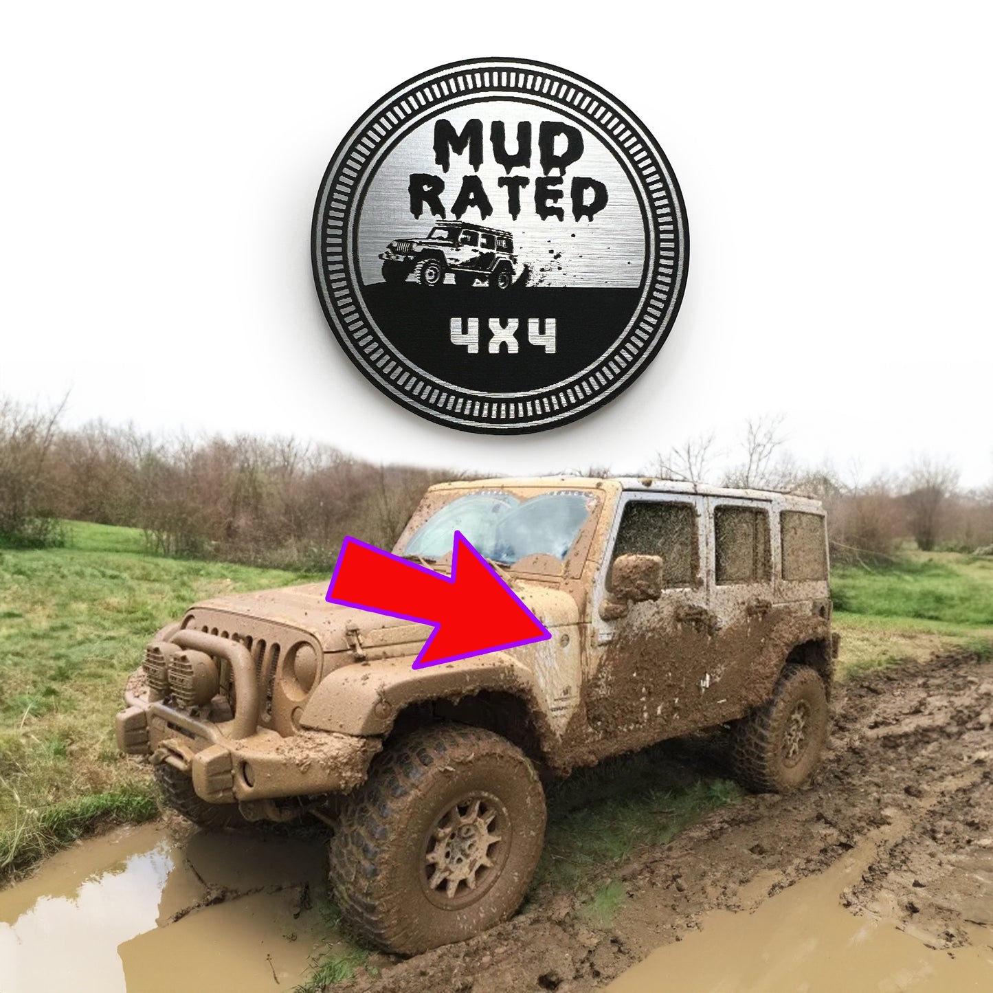 One (1) MUD Rated Fender Badges fits JEEP Gladiator Wrangler emblem