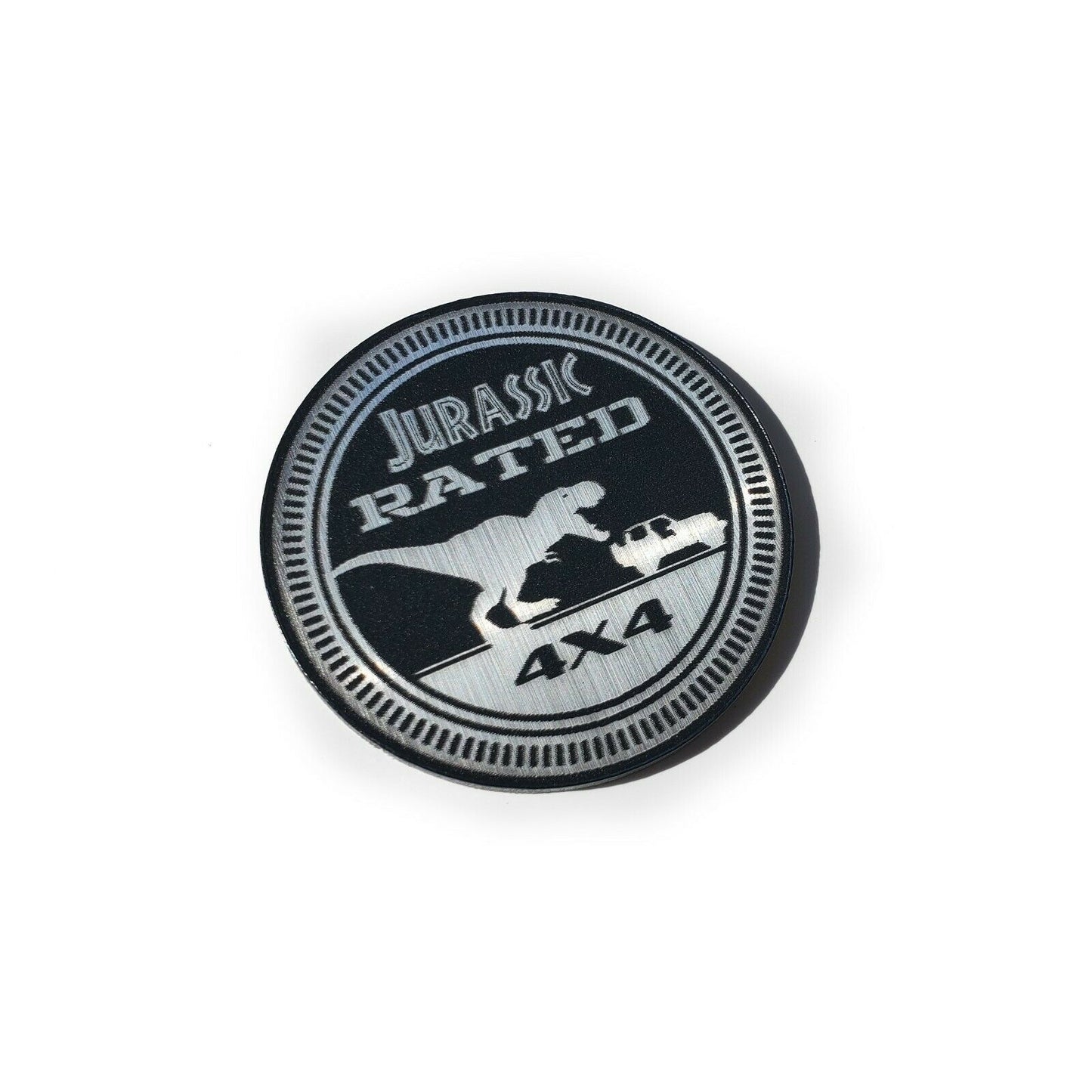 One (1) JURASSIC Rated Fender Badges fits JEEP WRANGLER YJ JL JK TJ CJ emblems