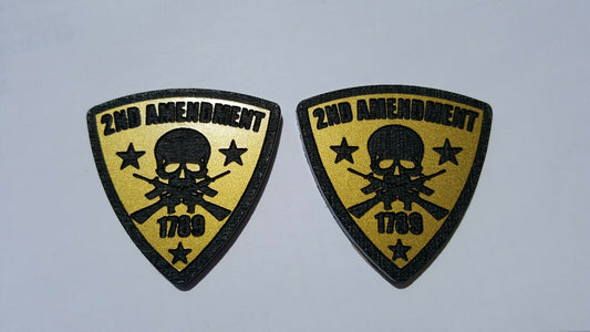 Pair of Bronze & Black 2nd Second Amendment Car Truck Motorcycle Emblems USA