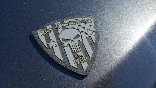ONE Gray & Black 2nd Second Amendment Car Truck Motorcycle Emblem Badge USA