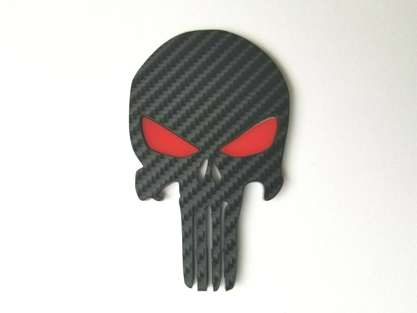 FMSgear carbon fiber Punisher emblem with red eyes for vehicle or gear decoration