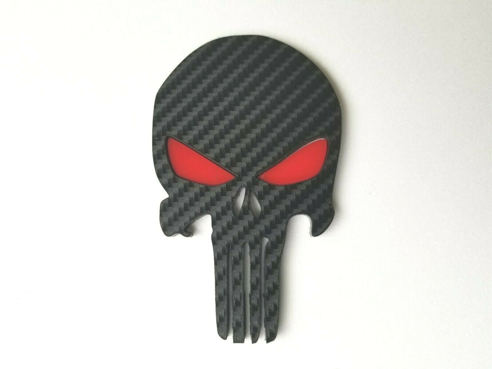 FMSgear carbon fiber Punisher emblem with red eyes for vehicle or gear decoration