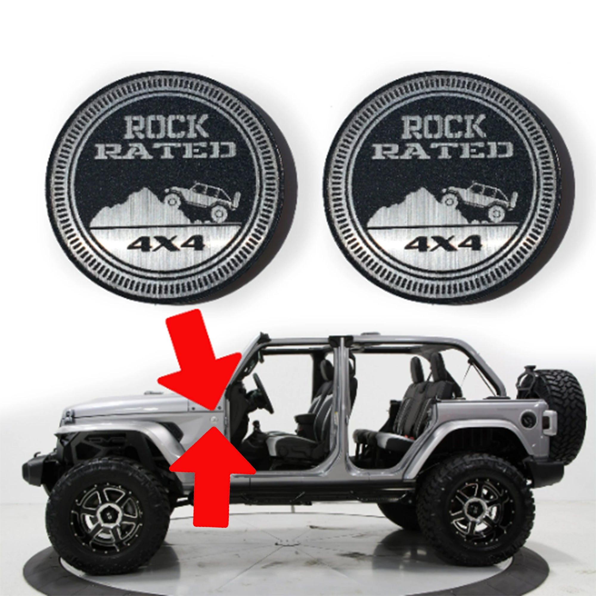 Pair (2) ROCK Rated Fender Badges fits JEEP WRANGLER YJ JL JK TJ CJ em ...